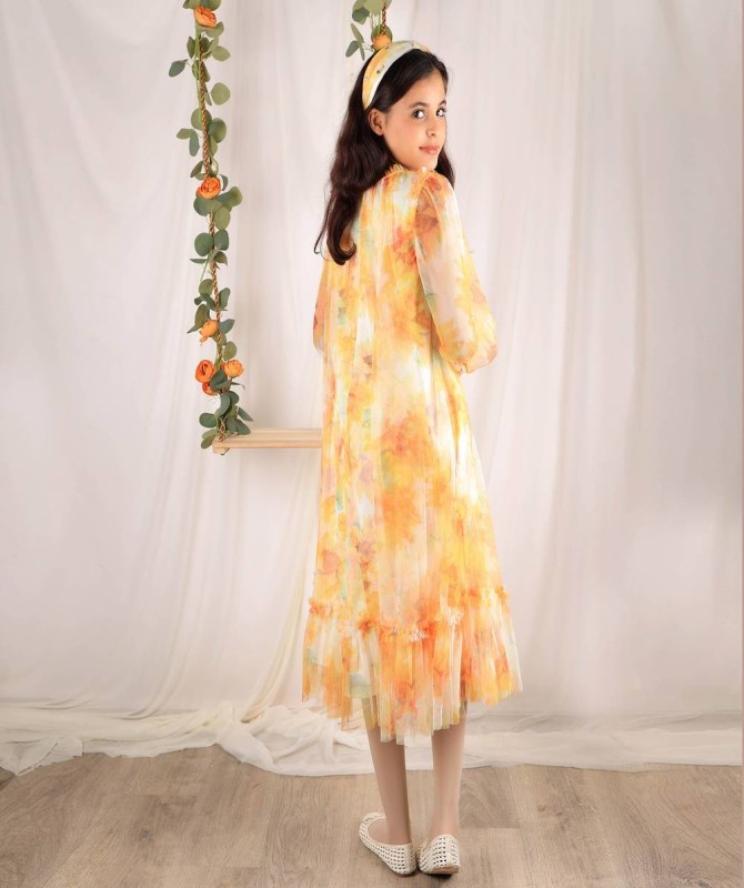 فستان  بناتي برتقالي