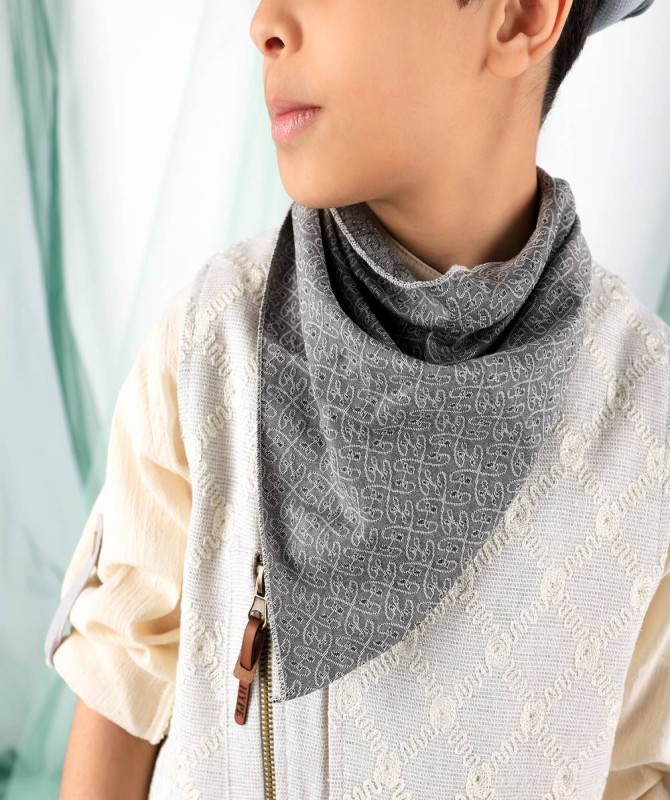 طقم 3 قطع رصاصي بيج مع قبعة