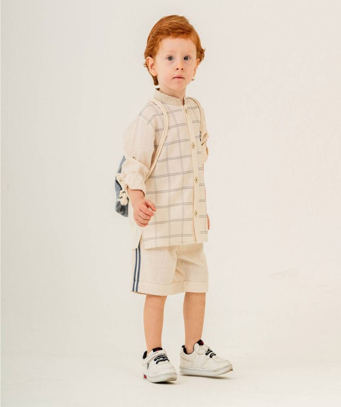 طقم قطعتين مربعات بيج مع شنطة