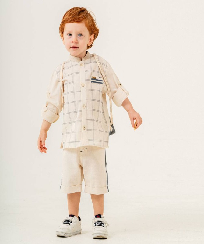 طقم قطعتين مربعات بيج مع شنطة