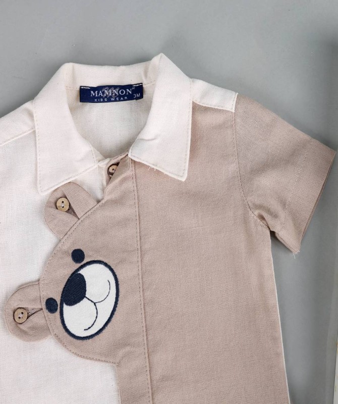 طقم 3 قطع بيج بني بصورة دبدوب